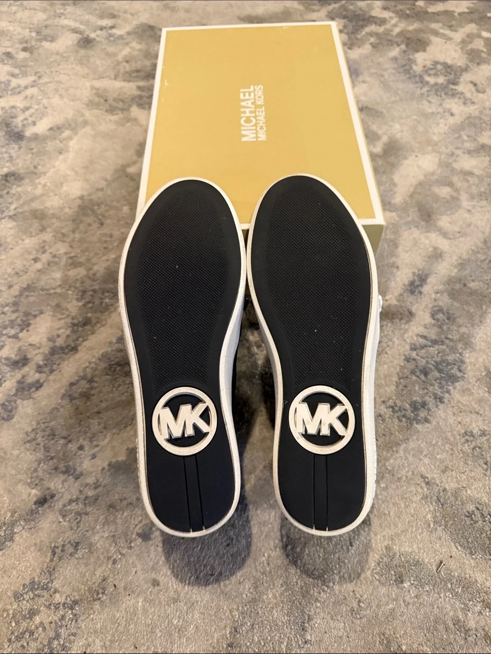 Michael Kors Black and White Floral Embellished Slip-On Sneakers - Picture 5 of 6